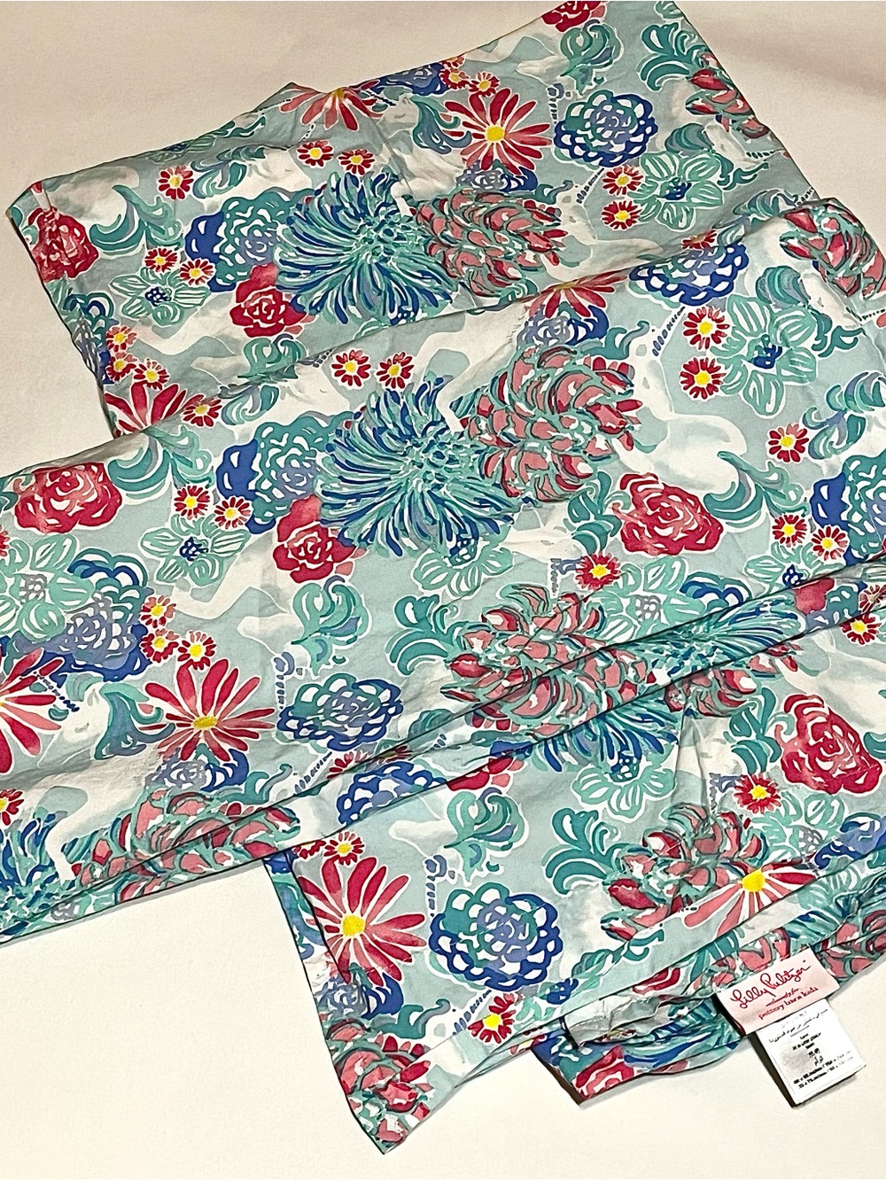 Lilly Pulitzer & Pottery Barn “Unicorns in Bloom” Twin Flat Sheet & 1 pillowcase